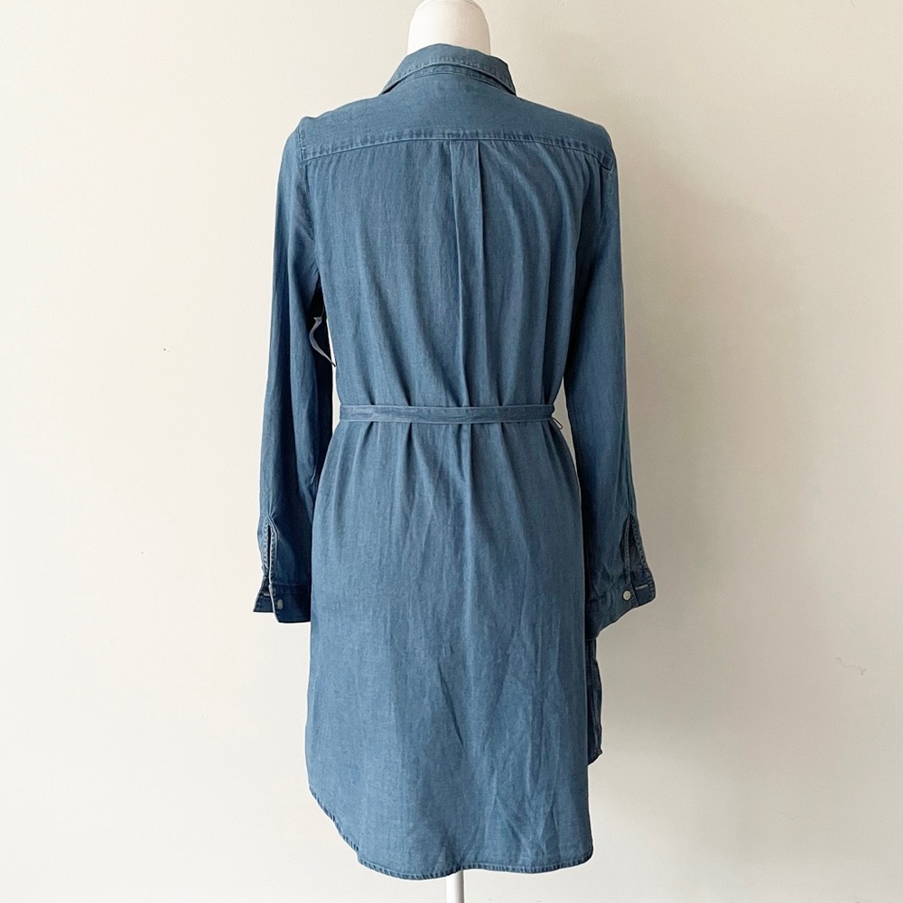 Old Navy | Blue Chambray Roll Tab Tie Waist Shirt Dress *NWT* - Picture 7 of 16